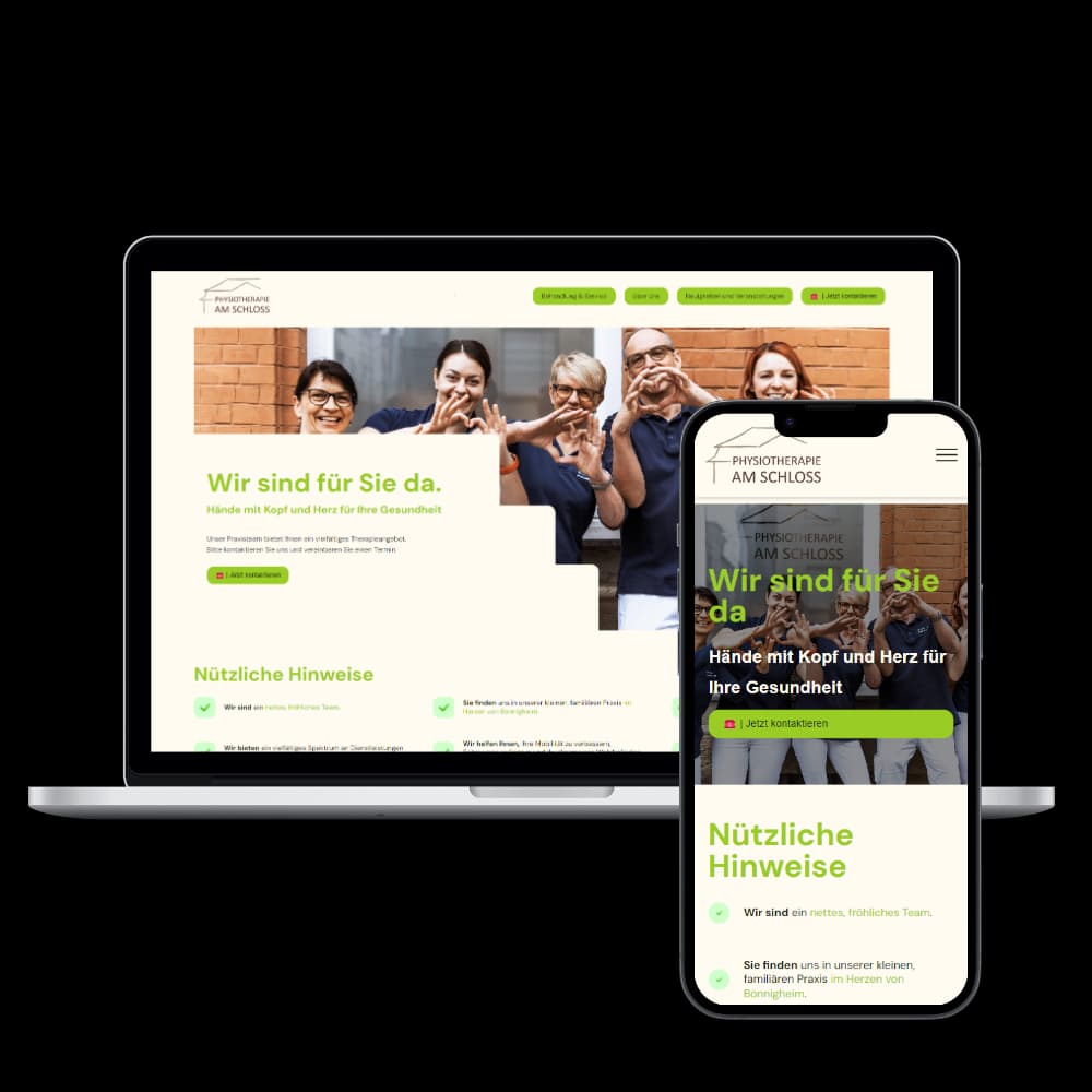 Webseite Projekt: Physiotherapie am Schloss – Physiotherapie Website