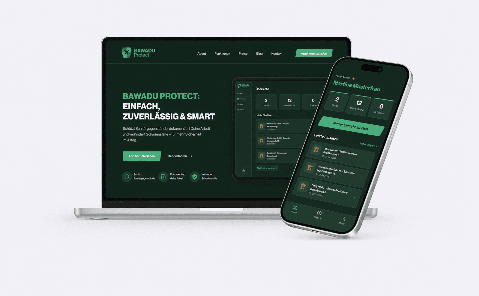 Webseite · App · Software Projekt: BAWADU Protect