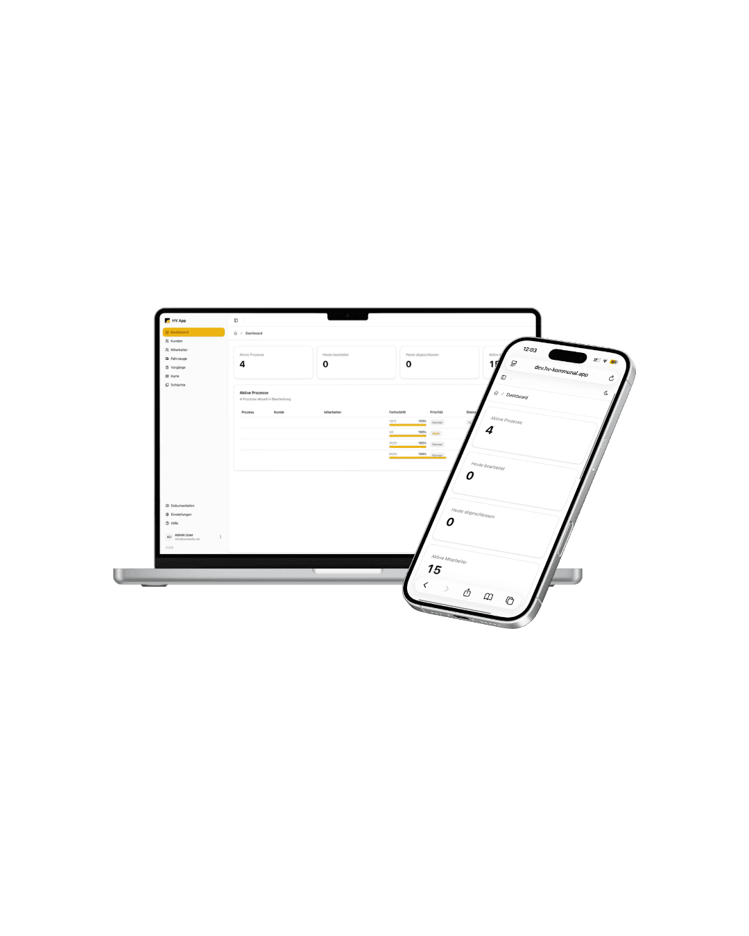 Webseite · App · Software Projekt: HV Kommunal – App & Web-Portal zur digitalen Schachterfassung