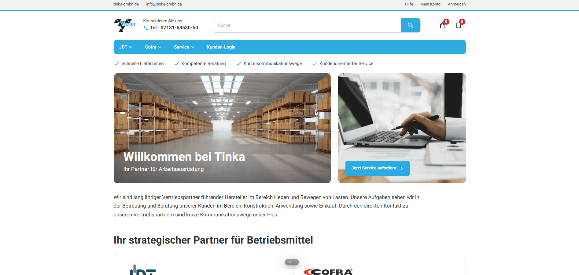Webseite Projekt: Tinka Onlineshop